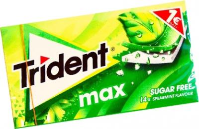 Жевательная резинка TRIDENT MAX мята 27 гр